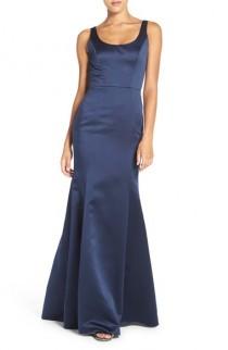 wedding photo - Hayley Paige Occasions Back Cutout Scoop Neck Satin Trumpet Gown 