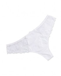 wedding photo - Delice Lace Mesh Thong, White