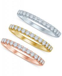 wedding photo - Macy's Diamond Tri-Color Stackable Bands 