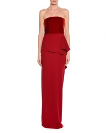 Velvet-Bustier Draped Silk Gown wedding photo - Velvet-Bustier Draped Silk Gown