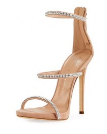 Crystal-Embellished Strappy Sandal, Blush wedding photo - Crystal-Embellished Strappy Sandal, Blush