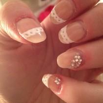 wedding photo - Easy and Beautiful Lace Wedding Nail Art and Design With Rhinestones 