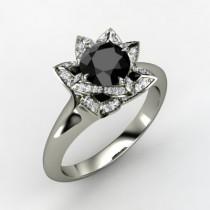 wedding photo -  Black Diamond Flower Ring