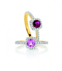 wedding photo - Amethyst and Diamond Ring ♥ Gorgeous Gold Ring 