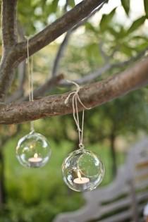 wedding photo - Glass Hanging Tealights for Garden Wedding Decoration 