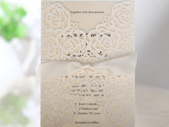 Wedding Invitations With Lace Wrap 2