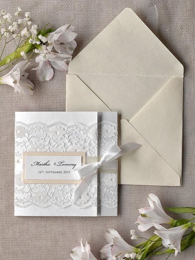 White Wedding Invitations Lace 3