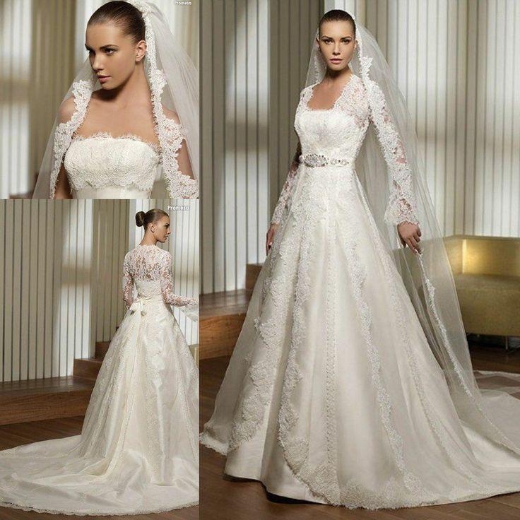 Strapless Princess Wedding Dress With Long Lace Sleeves. #2051096 ...