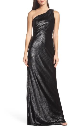 Maria Bianca Nero Stelle Metallic Velvet One-Shoulder Gown #2780301 ...